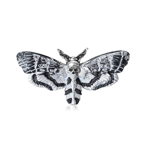 Gothic Skull Moth Brooch Vintage Enamel Death's-Head Hawkmoth Pin For Suit Jacket Coat Gothic Punk Animal Jewelry Pin