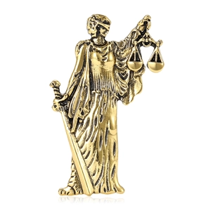 Broche Créative en Émail Dame Justice Personnage Vintage en Alliage Épingle de la Déesse de la Justice pour Hommes Femmes Accessoires de Mode