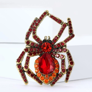 Vintage-Gothic-Spinnenbrosche mit roten Strasssteinen und Antikgold-Finish-Schmuck
