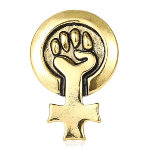 Broche Vintage en Alliage Symbole du Féminisme Poing de la Force pour Femme Signe de Vénus Badge pour Vêtements Bijoux Accessoires
