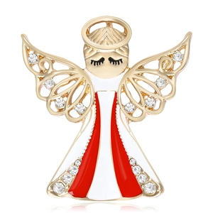 Minimalista Spilla Angelo in Lega Smalto per Uomo Donna Creativa Moda Strass Goccia d'Olio Distintivo Abbigliamento Accessori Spilla Gioielli
