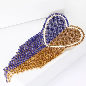 Eleganter Herzförmiger Quasten-Brosche Für Damen Luxus Blau Gelb Strass Legierung Brosche Mode Kleidung Schmuck Zubehör