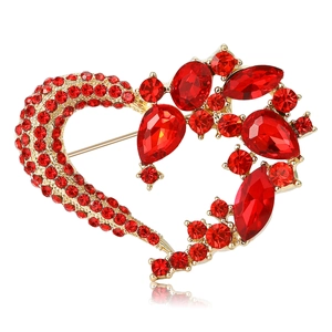 Alloy Rhinestone Heart Brooch For Women Elegant Floral Pattern Jewelry Pin Accessory For Wedding Party Fashion Apparel Decoration