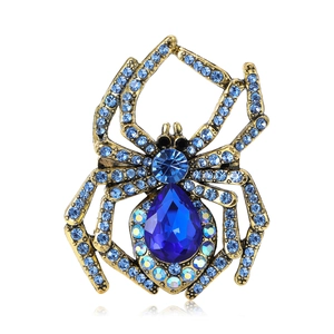 Vintage Gothic Spider Brooch For Unisex Alloy Rhinestone Crystal Inlaid Animal Brooch Pin For Halloween Decoration Jewelry