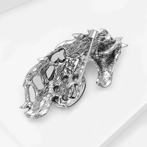 Elegant vintage horse head brooch with rhinestone details and secure pin back