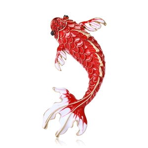 Exquisite Enamel Koi Carp Brooch Lucky Fish Pin Rhinestone Inlaid Fashion Accessory For Clothing Suits Men Women Jewelry Gift