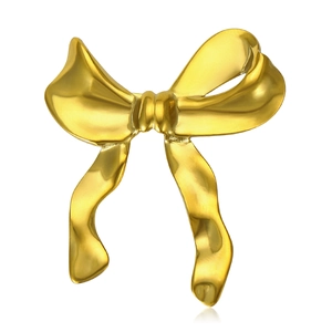 Broche Nœud Papillon en Alliage Minimaliste Élégante Broche Nœud en Ruban Brillant pour Femmes Bijoux de Robe Électroplaqués Or Argent