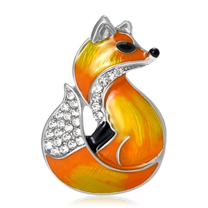 Eleganter Emaille Fuchs Brosche Für Damen Cartoon Tier Reversnadel Mit Strass Legierung Brosche Für Anzüge Kleider Mode Schmuck
