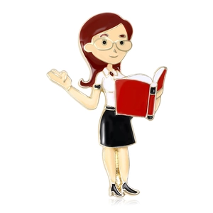 Broche en Émail de Professeur de Dessin Animé pour Femmes Hommes Alliage Huile d'Égouttage Personnage de Bibliothécaire Cadeau
