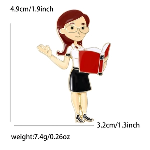 Broche créative en émail pour vêtements représentant une figurine d'enseignante de dessin