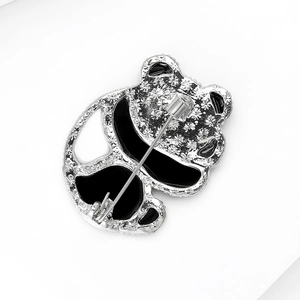 Detailed back view of a panda brooch showing alloy texture and secure pin fastener