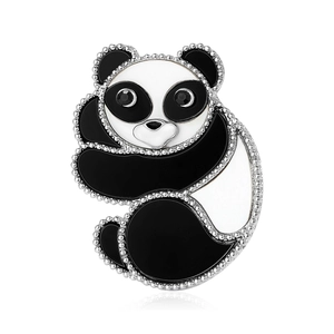 Cute Panda Brooch Alloy Enamel Drip Oil Animal Rhinestone Pin For Women Daily Clothing Coat Accessories Fashion Jewelry