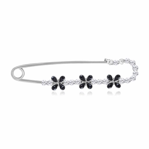 Broche Épingle de Sûreté Trèfle à Quatre Feuilles en Alliage Vintage Avec Strass Élégante Épingle Fleur Émaillée Pour Femme
