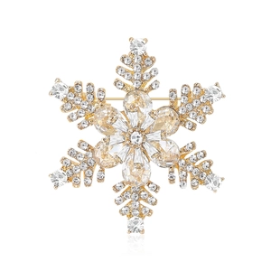 Broche Flocon de Neige en Alliage et Strass pour Femmes Élégante Épingle en Cristal d'Hiver pour Pull Chemise Accessoire de Noël