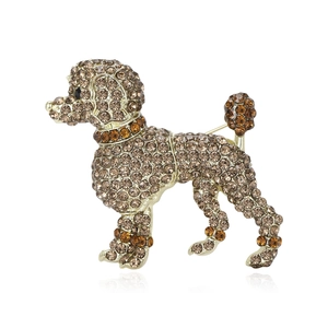 Mode Luxe Alliage Strass Caniche Broche Mignon Chien Animal Épingle pour Hommes Femmes Costume Manteau Corsage Accessoires