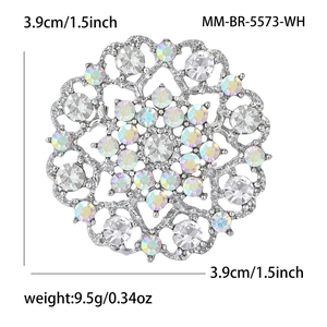 Sparkling rhinestone sunflower brooch in silver plating, 3.9cm luxury floral pin jewelry
