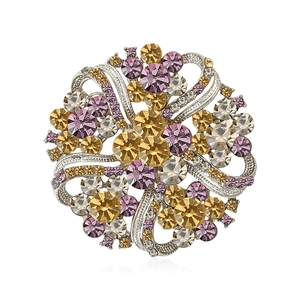 Vintage Rhinestone Flower Garland Brooch For Women Alloy Inlaid Floral Breastpin Fashion Suit Coat Jewelry Accessories Gift