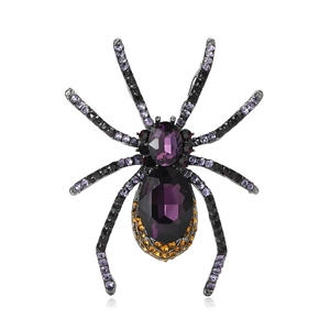 Gothic Vintage Alloy Spider Brooch For Women Men Rhinestone Inlaid Crystal Insect Pin Halloween Jewelry Gift Accessories