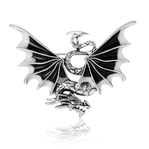 Vintage Gothic Western Dragon Brooch For Women Men Alloy Enamel Drip Oil Dragon Pin Flying Dragon Clothing Accessories Jewelry Gift