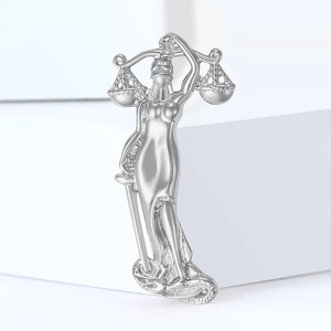 Silver Winged Victory brooch Goddess of Justice pin for women suit accessory
