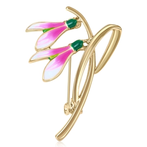 Vintage Handmade Enamel Snowdrop Brooch For Women Alloy Flower Plant Pin Anti-Exposure Fixed Brooch Fashion Jewelry Gift