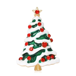 Christmas Tree Brooch Rhinestone Enamel Alloy Pin For Women Men Holiday Clothes Decoration Winter Jewelry Elegant Xmas Tree Pin Gift