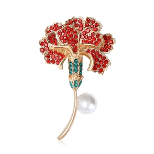 Elegante Legierung Strass Nelke Brosche Vergoldete Blume Korsage Pin Mit Kunstperle Für Damen Anzug Dekoration Geschenk