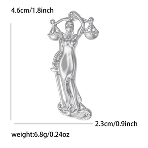 Silver winged goddess of victory brooch with size dimensions and weight specifications