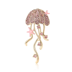 Eleganter Quallen Seestern Brosche Aus Legierung Mit Rosa Blauen Strasssteinen Funkelnder Ozean Thema Schmuck Für Damen
