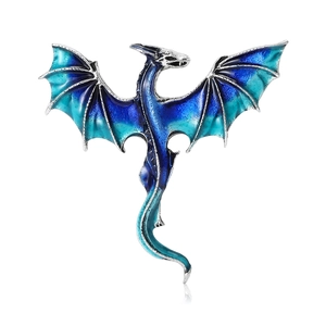 Vintage Western Dragon Enamel Drip Oil Brooch For Women Men Alloy Dragon Shape Badge Pin Fashion Jewelry Coat Accessory