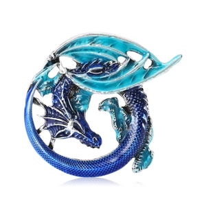 Exquisite Alloy Western Dragon Brooch For Men Women Vintage Enamel Drip Oil Circular Dragon Lapel Pin Personality Accessory