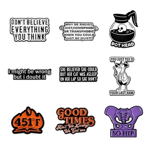 Humorvolle Lustige Emaille Anstecknadel Zinklegierung Slogan Abzeichen Cowboy Gans Skelett Kaffeekanne Brosche Für Kleidung