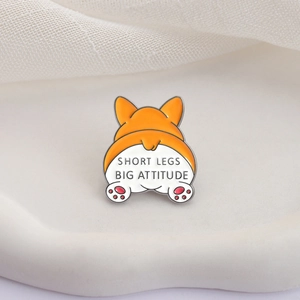 Süße Corgi-Hunde Emaille-Anstecknadel mit Spruch Short Legs Big Attitude für Kleidung