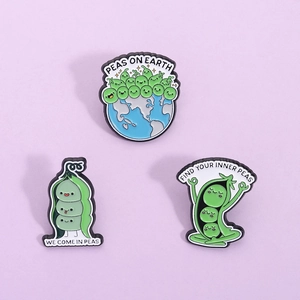 Cartoon Green Peas In A Pod Enamel Pin Creative Earth Yoga Pea Badge Zinc Alloy Brooch For Clothes Bags Decorative Accessories