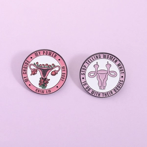 Épingle en Émail Utérus Féministe Dessin Animé Rond Alliage Broche Insigne My Body My Choice Bijoux Cadeau Femmes