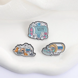 Three-piece serotonin booster enamel pin set featuring cute cats and books designs