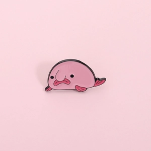 Funny pink blobfish enamel pin badge with smooth finish for clothing and backpack accessories