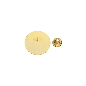 Detailed back view of a gold metal bat pin with butterfly clutch and textured finish