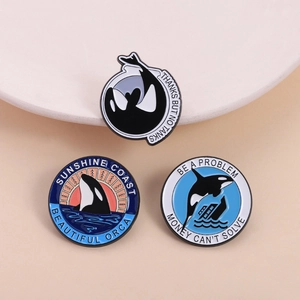Orca Enamel Pins Zinc Alloy Whale Brooches For Clothing Backpack Marine Animal Jewelry Gift For Men Women