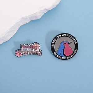 Cute bird enamel pins and motivational metal badges for clothing and accessories set