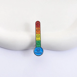 Creative thermometer enamel pin with colorful mood scale for clothes and backpacks