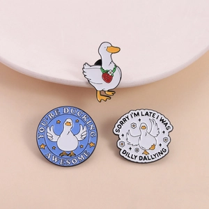Cute Cartoon Duck Enamel Pin Zinc Alloy Animal Brooch Funny Strawberry Awesome Badge Backpack Clothing Accessory Gift