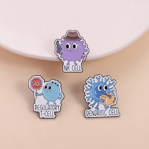 Cartoon Immune Cell Enamel Pin Set NK Cell Regulatory T-Cell Dendritic Cell Science Biology Jewelry Zinc Alloy Badge For Doctors Students