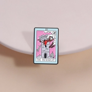 Western Tarot Card The Tower Enamel Pin Brooch The Patriarchy XVI Zinc Alloy Badge Feminist Art Jewelry For Clothing Backpack Decor