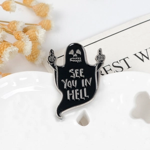 Schwarze Katze Please Adopt Gespenst Mittelfinger-Geste Emaille Pin Brosche Legierung Denim Abzeichen Cartoon Dark Punk Schmuck Unisex