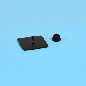 Cartoon enamel yellow switch brooch pin featuring a black rubber clutch and metal pin back