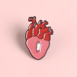 Creative Anatomical Heart Enamel Pin Brooch With Switch Floral Heart Alloy Lacquer Badge For Women Men Denim Jacket Bag Accessories