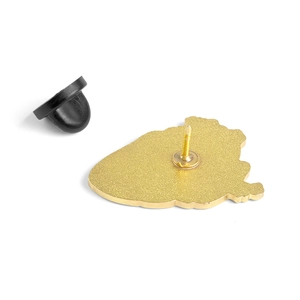 Cartoon enamel heart planet gold brooch with high-quality metal pin and rubber clutch back