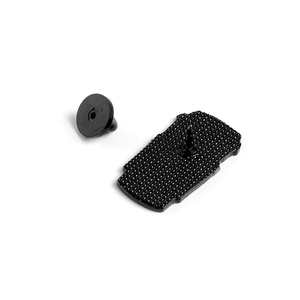 Detailed back view of pumpkin enamel pin with textured metal finish and rubber clutch