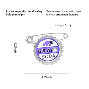 De specificaties van de emaille speld met druivensoda design, maat 1,2 inch groot